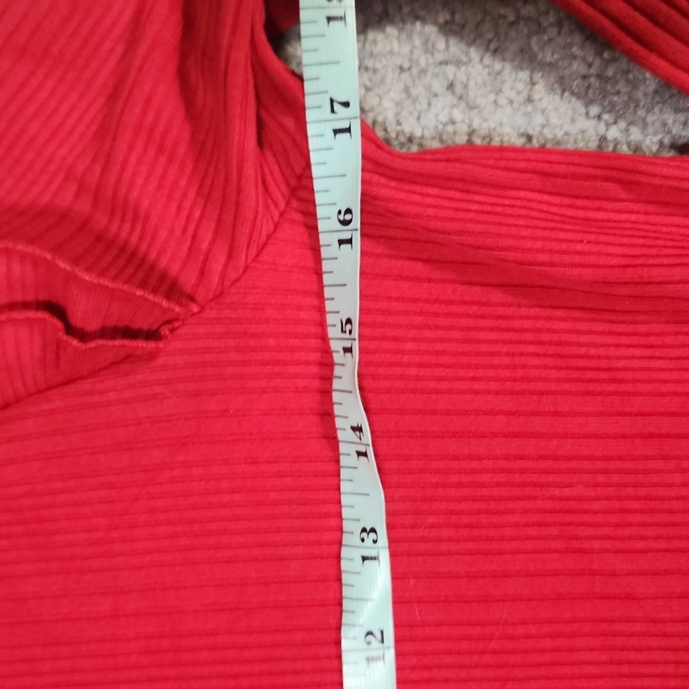 Small Ruffled Red Ribbed Sweater - image 2